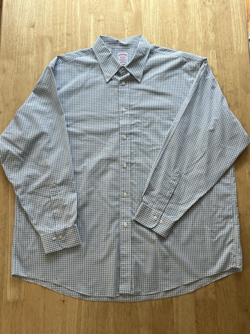 Brooks Brothers Madison Button Down Shirt XXL 100% Cotton Grey/White